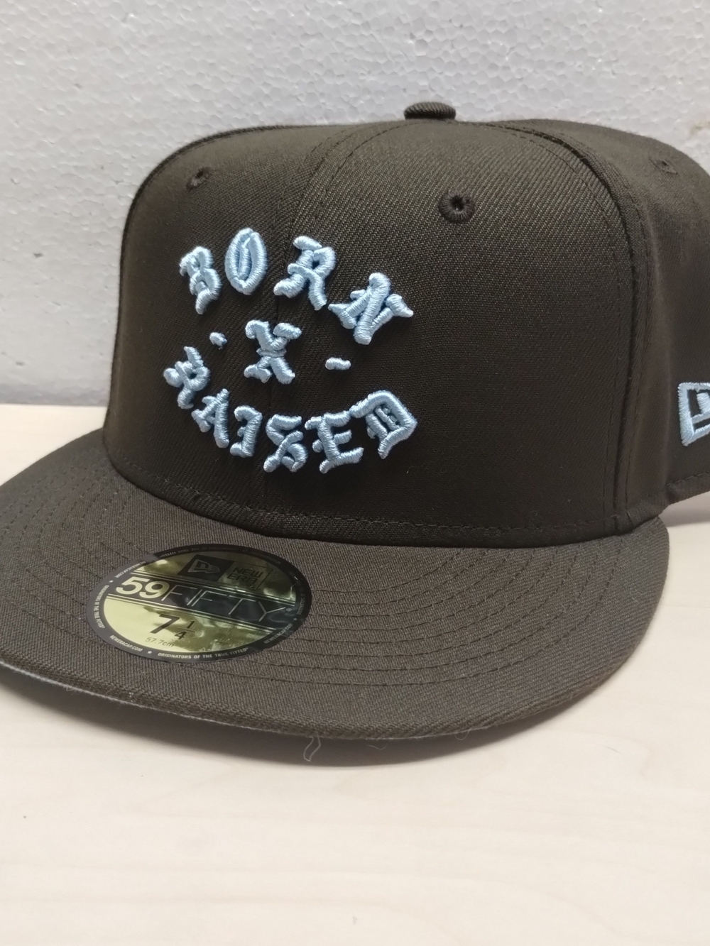 Born X Raised New Era Fitted Baseball Cal Walnut Brown Hat Baby Blue Travis